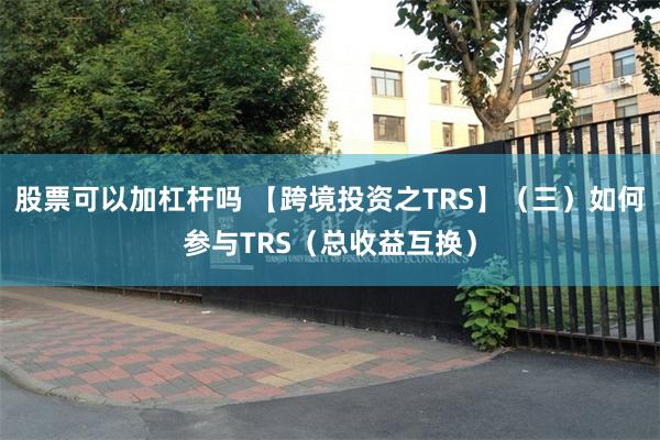 股票可以加杠杆吗 【跨境投资之TRS】（三）如何参与TRS（总收益互换）