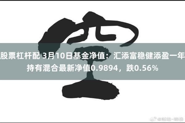 股票杠杆配 3月10日基金净值：汇添富稳健添盈一年持有混合最新净值0.9894，跌0.56%